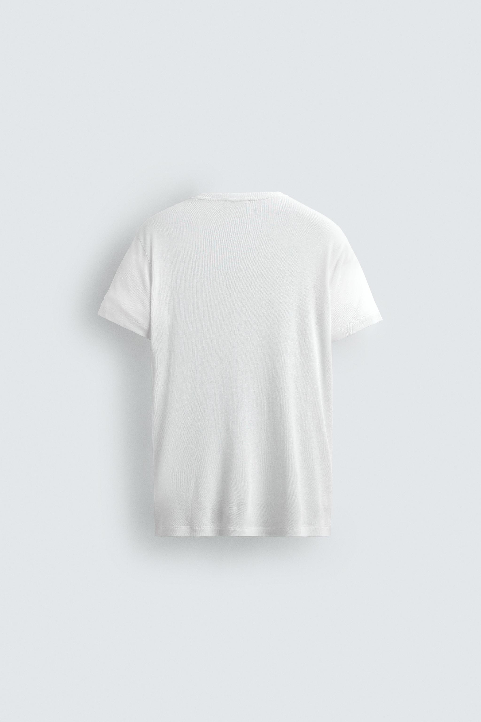 VISCOSE TEXTURED V-NECK T-SHIRT